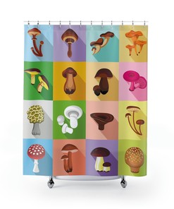Vintage Mushroom Shower Curtain - Retro Aesthetic Bathroom Decor