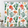 Vintage Mushroom and Green Plant Floral Tropical Cactus Shower Curtain