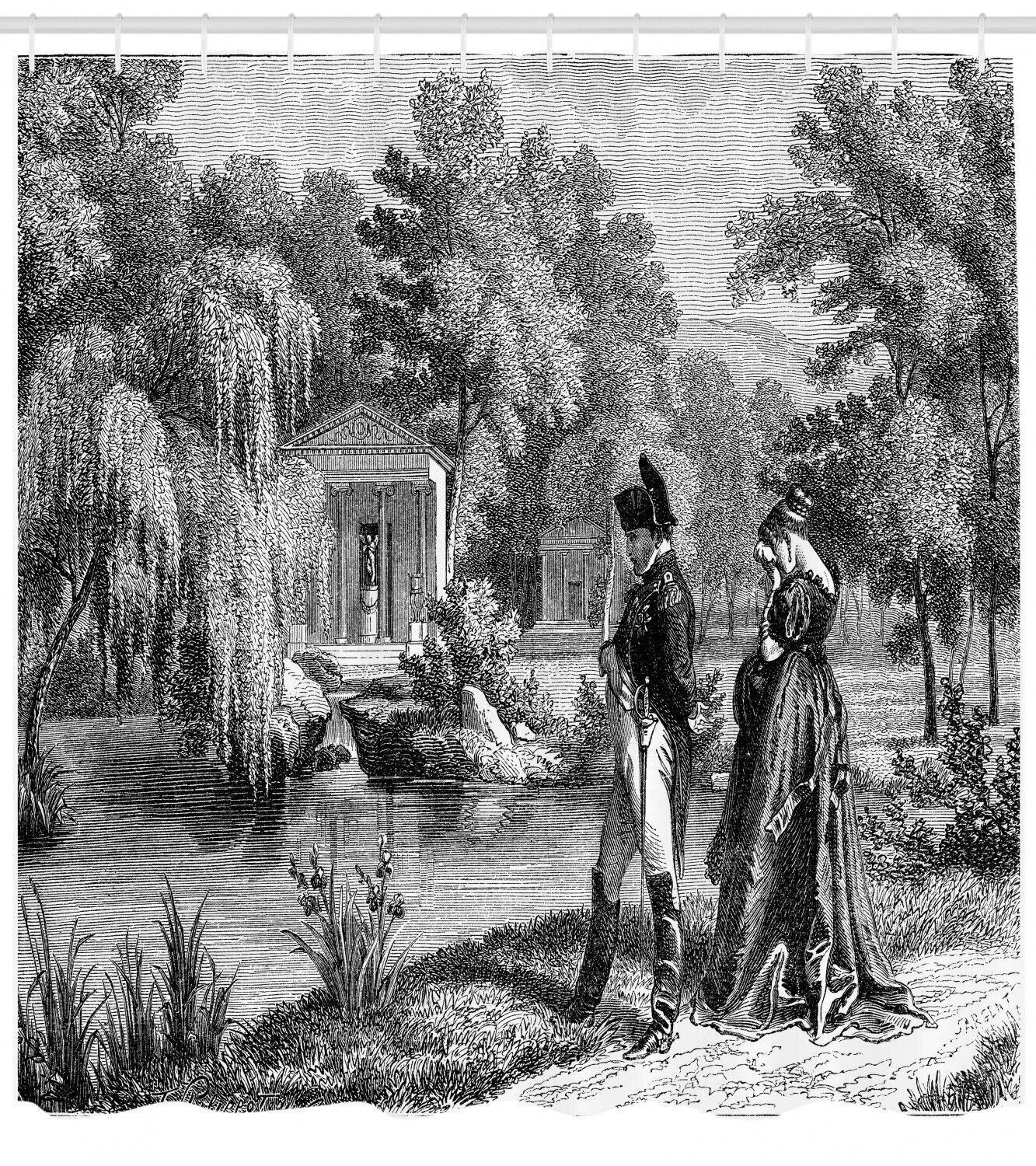 Vintage Napoleon Woman Garden Shower Curtain - Retro Print Design for a Touch of History in Your Bathroom