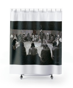 Vintage Native American Indian Remmington Design Shower Curtain