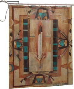 Vintage Native American Shower Curtain - Tribal and Navajo Design for a Southwestern-Inspired Bathroom 