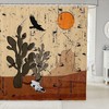 Vintage Natural Theme Shower Curtain with Cow Skull, Cactus and Scenery - Waterproof Bathroom Accessories for Bathtub