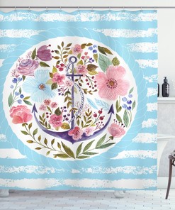 Vintage Nautical Anchor Shower Curtain - Marine Design for a Coastal-Inspired Bathroom 