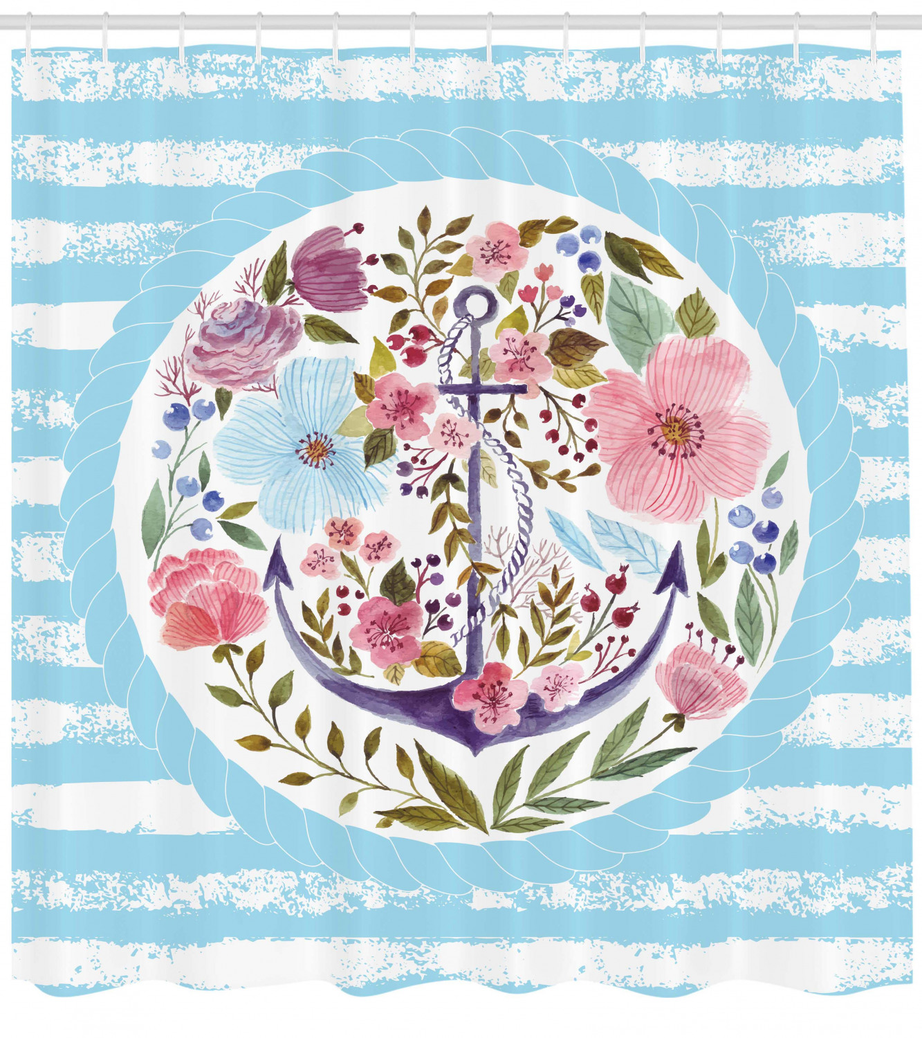 Vintage Nautical Anchor Shower Curtain - Marine Design for a Coastal-Inspired Bathroom