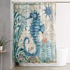 Vintage Nautical Ocean Map Shower Curtain with Seahorse, Seaweed, and Shell, 72x72 - Unique Shower Curtains