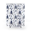 Vintage Nautical Ocean Marine Boat Shower Curtain with Rope Anchor Design - Navy Blue Shower Curtain for Bathroom 