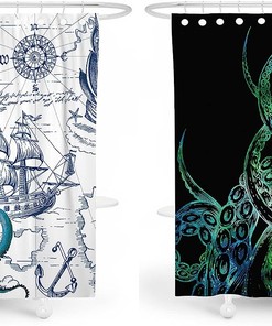 Vintage Nautical Octopus Shower Curtain To Add Some Character