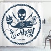 Vintage Nautical Skull Shower Curtain - Pirate Design for a Seafaring Bathroom 