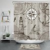 Vintage Nautical Theme Shower Curtain with Lighthouse and Anchor - Bathroom Accessories Set