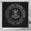 Vintage Norse Vikings Shower Curtain Cover with Odin Rune Thor's Hammer Mjolnir Pattern