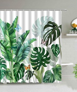 Vintage Palm Leaf Shower Curtain - Beach Party Bathroom Decor