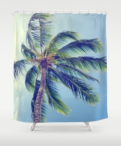 Vintage Palm Trees Shower Curtain - Tropical and Retro Design for a Beach-Inspired Bathroom