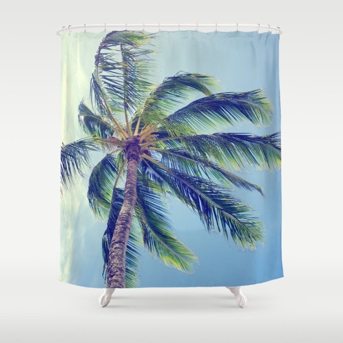Vintage Palm Trees Shower Curtain - Tropical and Retro Design for a Beach-Inspired Bathroom