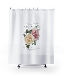 Vintage Parisian Rose Artwork French Botanical Shower Curtain With A Boho Bathroom Vibe