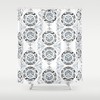 Vintage Patterned Gray Shower Curtain With Geometric, Floral, And Abstract Design