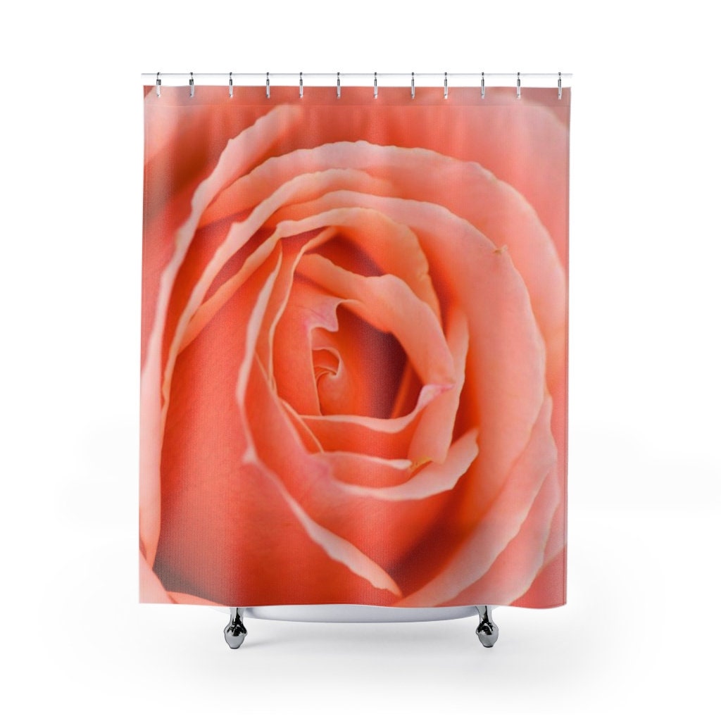 Vintage Peach Floral Print Shower Curtain to Bring a Rustic Look
