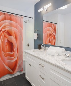 Vintage Peach Floral Print Shower Curtain to Bring a Rustic Look