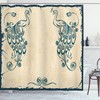 Vintage Peacock Bird Print Shower Curtain, Teal Beige Bathroom Decor