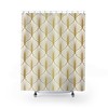 Vintage Peacock Fan Pattern Shower Curtain, Chic Geometric Print In White & Gold, Modern Bathroom Accessory