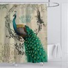 Vintage Peacock Feathers Flower Vine Shower Curtain For Tranquil Bathroom