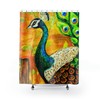 Vintage Peacock Painting Custom Shower Curtain - At Home Bathroom Decor