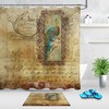 Vintage Peacock Postcard Shower Curtain - Waterproof Fabric Bath Accessory 