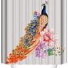Vintage Peacock Shower Curtain With Blue And Orange Feather Design