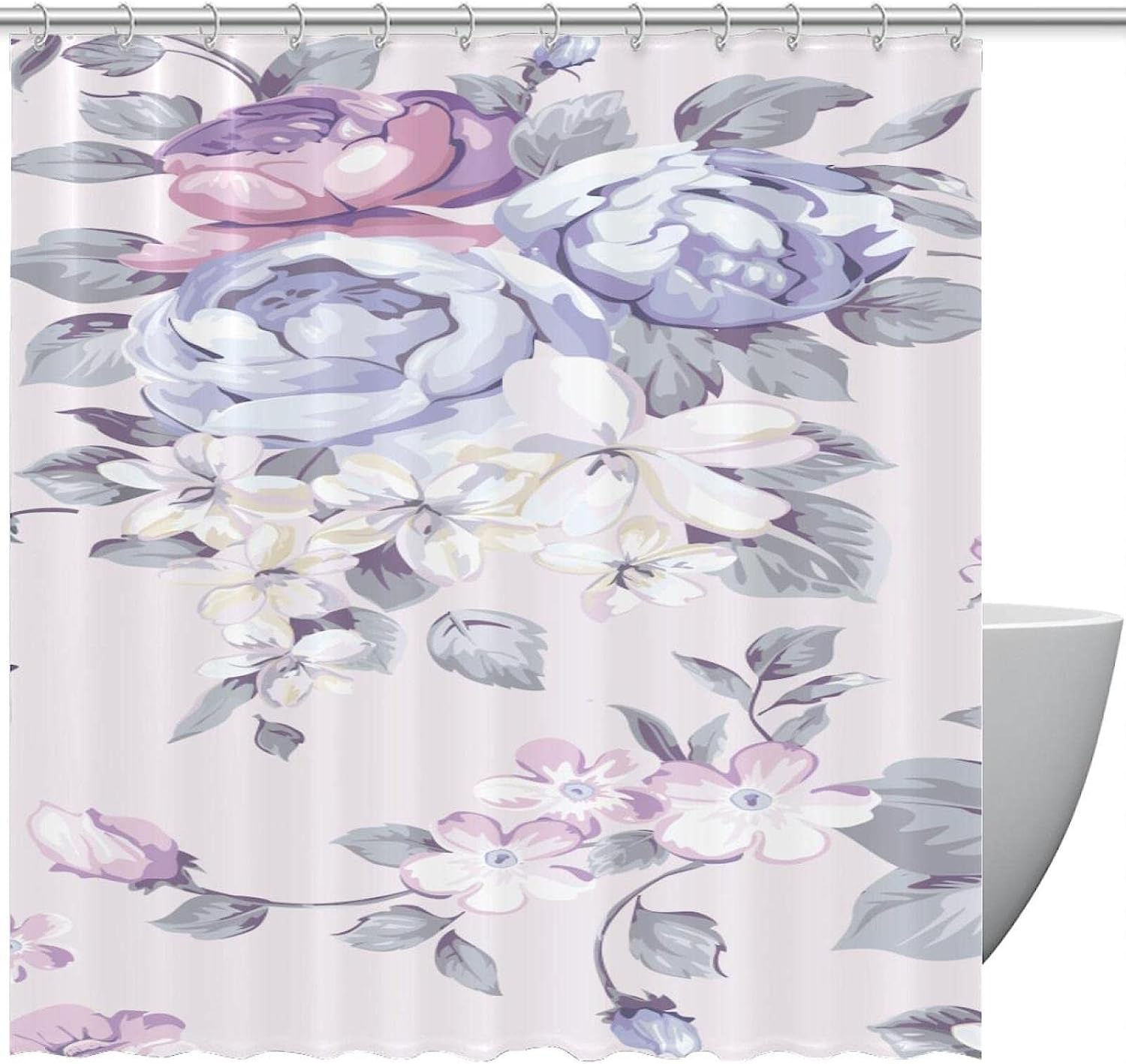 Vintage Peony Rose Print Shower Curtain for a Nostalgic Bathroom