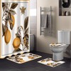 Vintage Picture Lemon and Bee Leaves Shower Curtain for Antique Bathroom