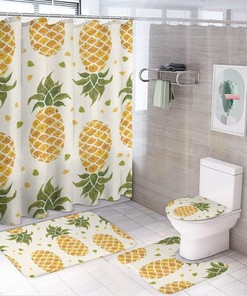Vintage Pineapple Shower Curtain, Waterproof Bathroom Decor by Vantaso