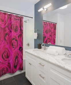 Vintage Pink Floral Print Shower Curtain for a Feminine Touch