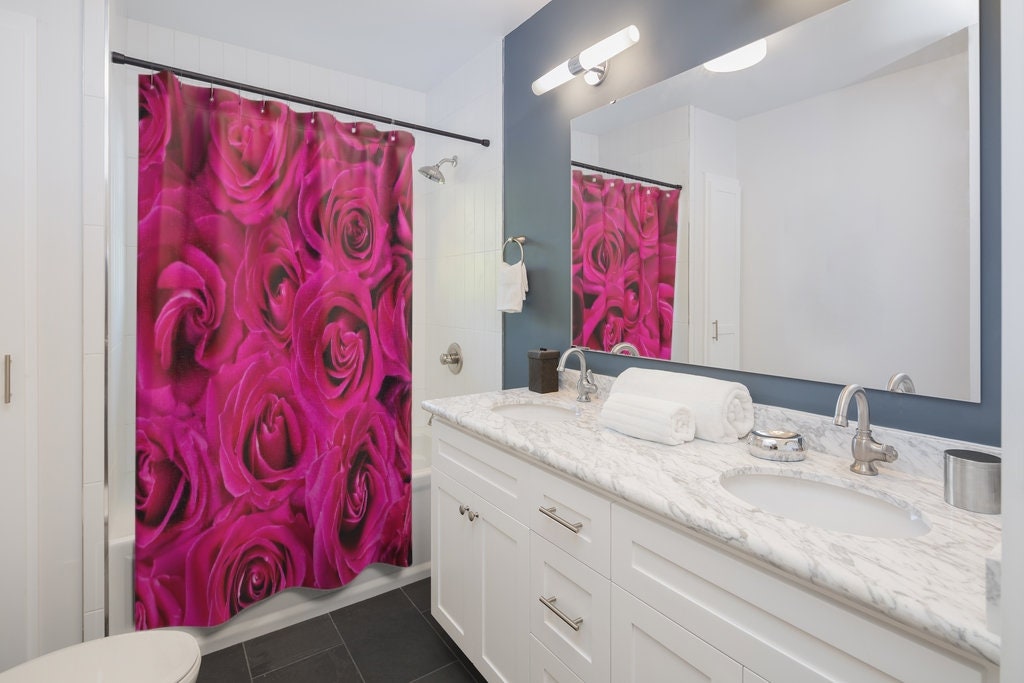 Vintage Pink Floral Print Shower Curtain for a Feminine Touch