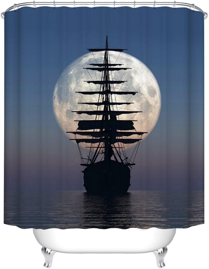 Vintage Pirate Ship Painting Shower Curtain - Artistic Bathroom Decor