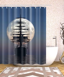 Vintage Pirate Ship Painting Shower Curtain - Artistic Bathroom Decor