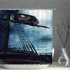 Vintage Pirate Shower Curtain - Ship and Ocean Scenery with Black Flag Design 