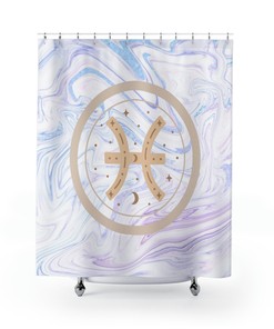 Vintage Pisces Zodiac Sign Print Shower Curtain for Bathroom Dcor
