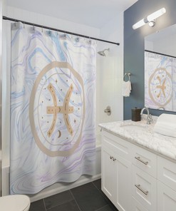 Vintage Pisces Zodiac Sign Print Shower Curtain for Bathroom Dcor