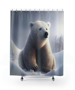 Vintage Polar Bear Shower Curtain for a Retro Look