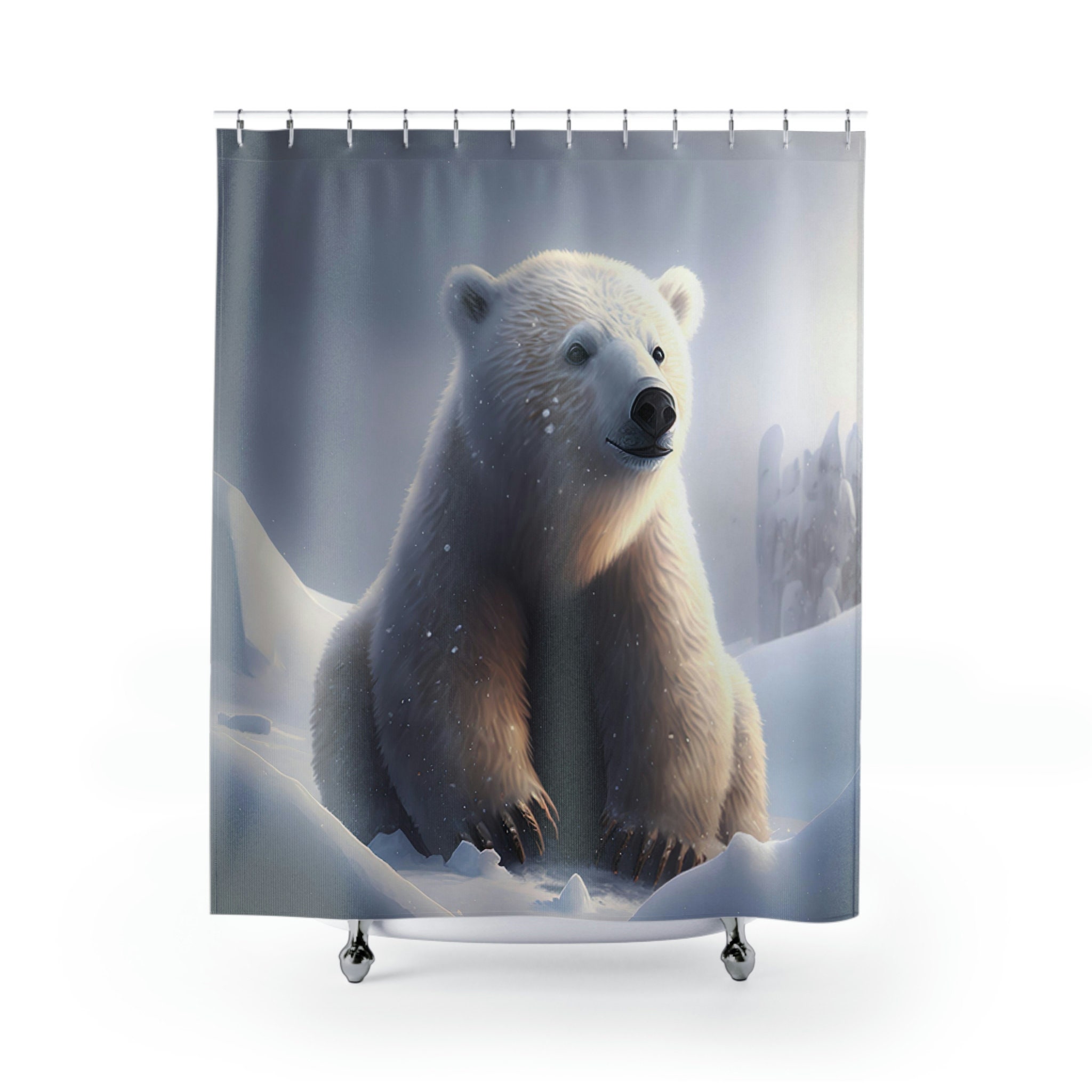 Vintage Polar Bear Shower Curtain for a Retro Look