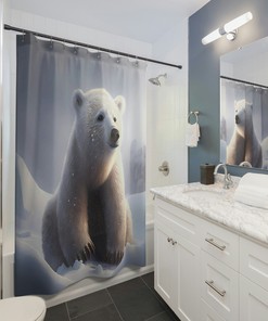 Vintage Polar Bear Shower Curtain for a Retro Look