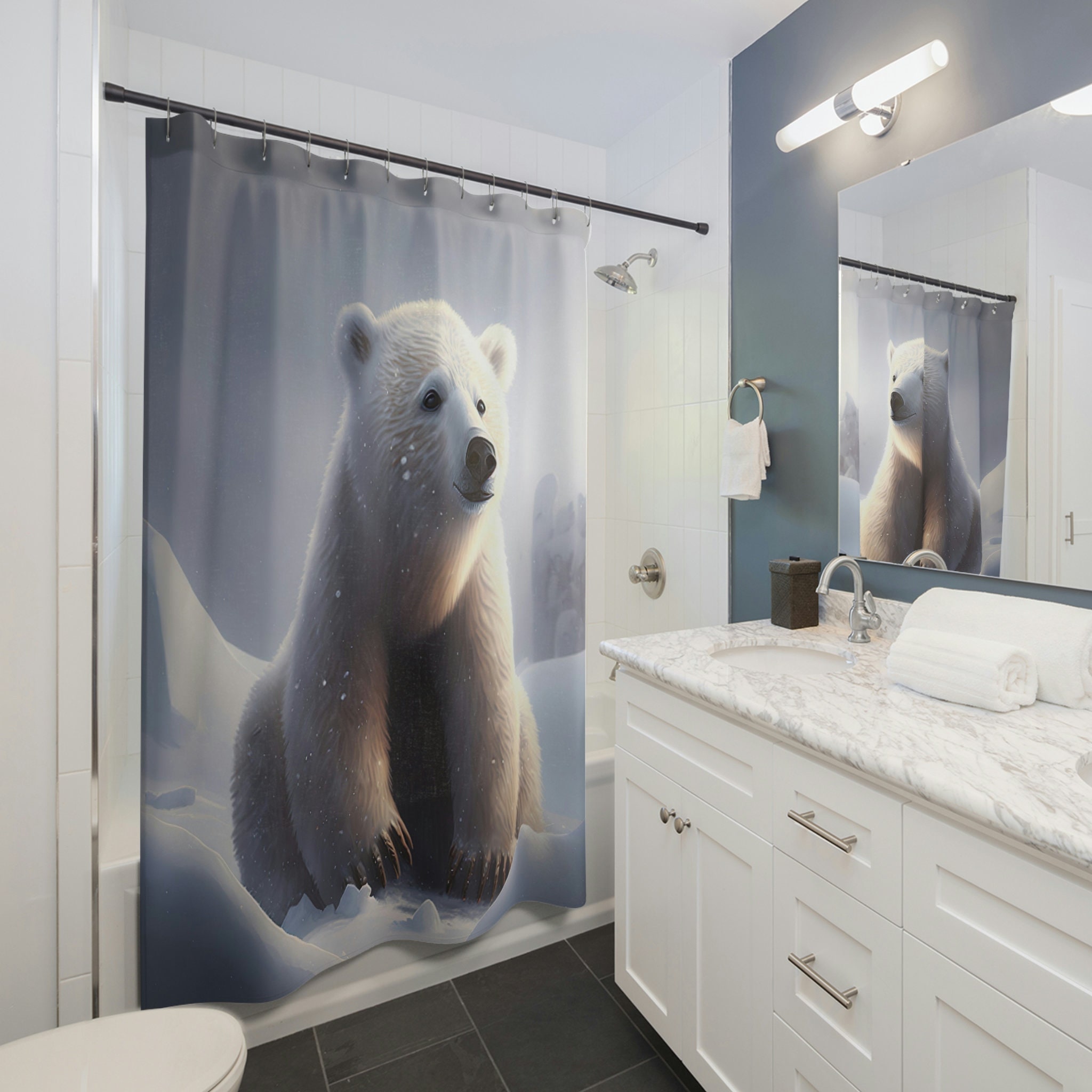 Vintage Polar Bear Shower Curtain for a Retro Look