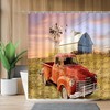 Vintage Red Car and Windmill Farmhouse Shower Curtain with Unique Design