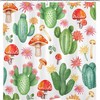 Vintage Red Mushroom Cactus Shower Curtain with Tropical Succulent Plants and Flowers