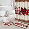 Vintage Red Roses Love Heart Wooden Bathroom Shower Curtain