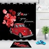Vintage Red Shower Balloons and Truck Shower Curtain for a Nostalgic Touch