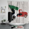 Vintage Red Truck Farmhouse Cow Shower Curtain - Rustic Bathroom Decor