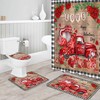 Vintage Red Truck Roses Love Heart Black Plaid Bathroom Shower Curtain