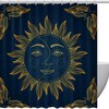 Vintage Retro Fabric Sun Moon Celestial Shower Curtain and Mat Set for Unique Home Bath Decor and Housewarming Gift 