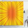 Vintage Retro Sun Burst Print Yellow Shower Curtain, Retro Bathroom Decor with Mid-Century Modern Vibes
