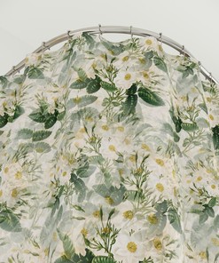 Vintage Rose Print Shower Curtain, Botanical Bathroom Decor with White Background and Geometric Design